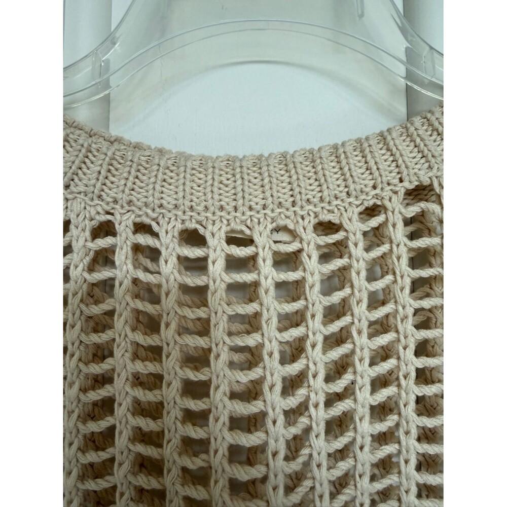 Urban Daizy Large Light Cream Open-Knit Cotton Summer Women's Sweater - Picture 3 of 12